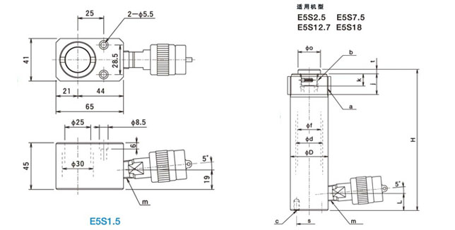 ES型OJ單作用液壓千斤頂尺寸圖 ES型OJ單作用液壓千斤頂尺寸圖